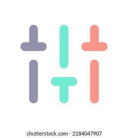 Vertical adjustment flat color ui icon. Sound control. Volume bar. Music level adjust. Vertical slider. Simple filled element for mobile app. Colorful solid pictogram. Vector isolated RGB illustration