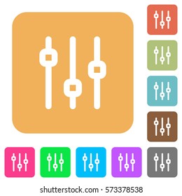 Vertical adjustment flat icons on rounded square vivid color backgrounds.