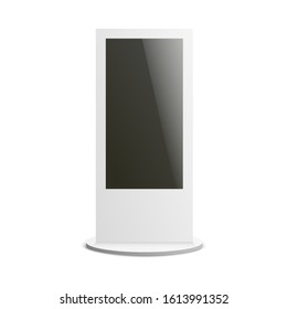 Vertical advertising signage panel with blank display, 3d realistic vector illustration isolated on white background. Informative outdoor promotion stand.