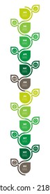 Calendario de producción agrícola vertical. Desarrollo del negocio. Concepto ecológico con opciones, pasos o procesos. Calendario de jardineros por 12 meses. Línea de tiempo o infografía con doce partes.