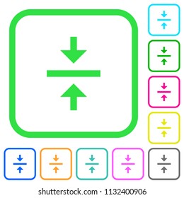 Vertical align center vivid colored flat icons in curved borders on white background