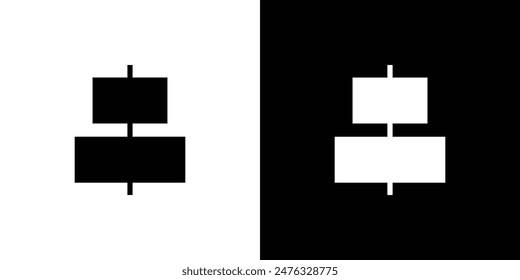 Vertical alinear símbolo de icono blanco y negro establecer Vector 