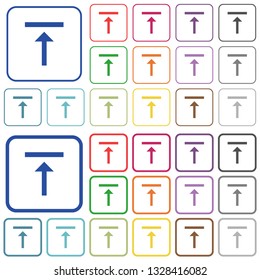 Vertical align top color flat icons in rounded square frames. Thin and thick versions included.