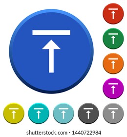 Vertical align top round color beveled buttons with smooth surfaces and flat white icons