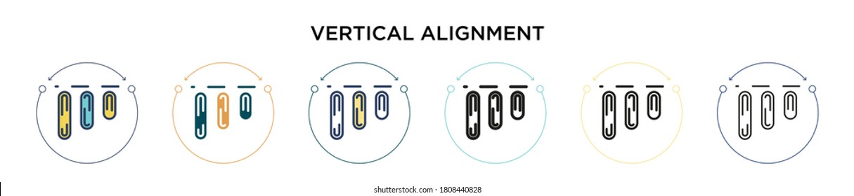 Vertical alignment icon in filled, thin line, outline and stroke style. Vector illustration of two colored and black vertical alignment vector icons designs can be used for mobile, ui, web