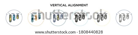 Vertical alignment icon in filled, thin line, outline and stroke style. Vector illustration of two colored and black vertical alignment vector icons designs can be used for mobile, ui, web