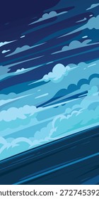 Fondo de anime de Vertical de cielo nocturno azul profundo con nubes en capas