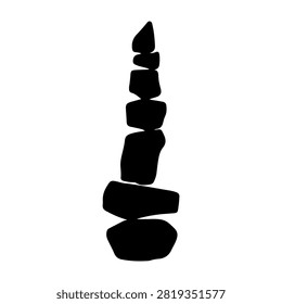 A vertical arrangement of smooth stones symbolizing balance, stability, and tranquility in meditation and natural harmony.
