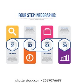 Vertical Arrow Four Step Infographic, Infographic with bold vertical layout and icons for process steps