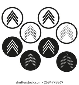 ícone Setas verticais. Em movimento para cima. Símbolos de vetor direcional. Conjunto de navegação digital. EPS 10.