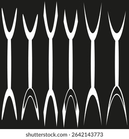 Vertical arrows icon. Symmetric pointer pattern. White on black. Vector arrow motif.