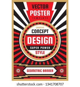 Vertical art poster template in heavy power style. National patriotism freedom vertical banner. Graphic design layout. Music concert rock concept vector illustration. Geometric abstract background. 