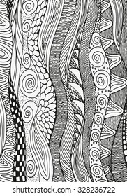 Vertical artistically ethnic pattern. Vector.  Hand-drawn, ethnic, floral, retro, doodle, zentangle tribal design element. Pattern for coloring book