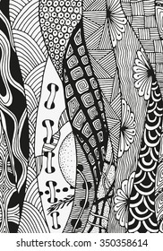 Vertical artistically ethnic pattern. Vector.  Hand-drawn, ethnic, floral, retro, doodle, zentangle tribal design element. Pattern for coloring book