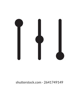 Vertical audio equalizer symbol. Three vertical sliders representing audio or music settings.