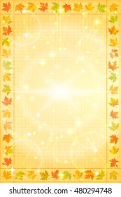 Vertical autumn background with fallen maple leaves. Abstract vector illustration.