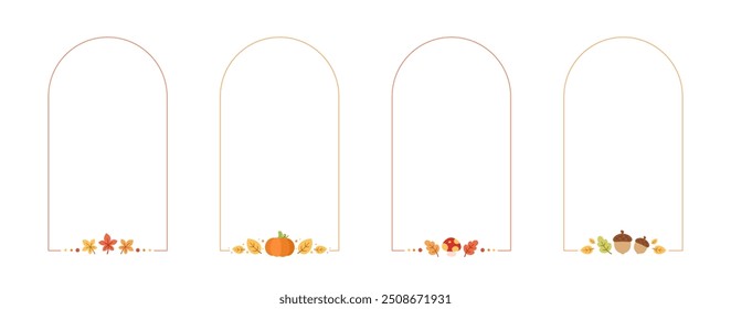 Vertical Autumn Frame Border Set. Halloween, Fall and Thanksgiving Template. Can be used for shopping sale, promo poster, banner, etc. Vector illustration