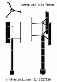 Vertical Axis Wind Turbine. Black fill.