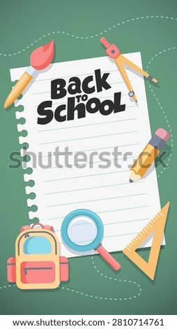 Vertical back to school background with copyspace. It's great for social media, wallpapers, banners, ads, etc.