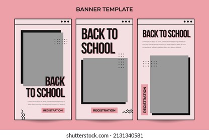Vertical back to school web banner template with retro computer aesthetics style