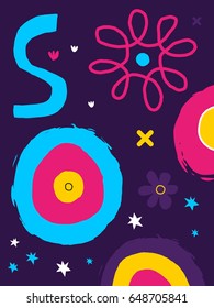 Vertical background with abstract hand drawn elements. Useful for advertising and graphic design.
