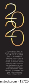 Vertical Background Banner 2020 New Year Text in Modern Elegant Black Background and Place for Text