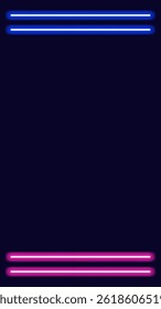 Vertical background of blue and pink neon lines on top and bottom glowing. Suitable for presentation, business, advertising, etc.