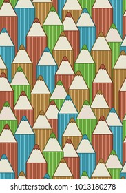 Vertical background with cartoon pencils. Vector illustration. Portrait orientation.