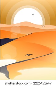 vertical background, flat illustration of a desert background, desert walpaper for book cover, book cover design