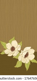 Vertical background with flowers and leaves