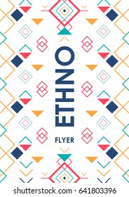 Vertical background with geometric ethnic ornament. ethno abstract poster template with place for text