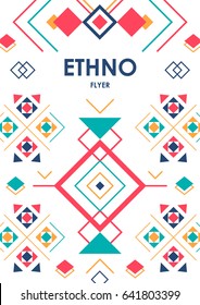 Vertical background with geometric ethnic ornament. ethno abstract poster template with place for text