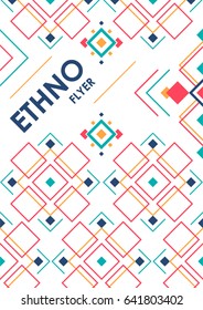 Vertical background with geometric ethnic ornament. ethno abstract poster template with place for text