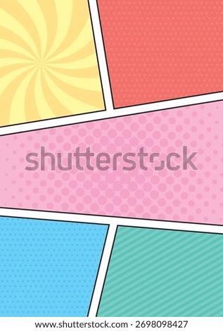 Vertical background illustration in the style of American comic book panels.