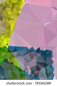 Vertical background low poly mosaic. Template design, list, front page, brochure layout, banner, idea, cover, print, flyer, book, blank, card, ad, sign, sheet. Copy space. Vector clip art.