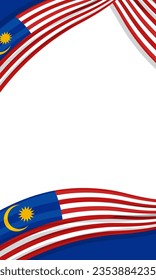 Fondo vertical de la decoración de la bandera malasia con espacio negativo. Antecedentes de la celebración del Día de la Independencia de Malasia
