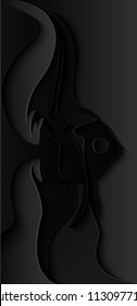 Vertical background in paper cut style. Black scalar