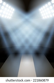 Vertical Background for posters night fencing stadium in the spotlight. Editable Vector Illustration.
