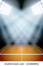 Vertical Background for posters night tennis stadium in the spotlight. Editable Vector Illustration.