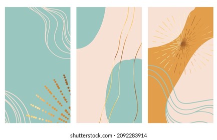 Fondo vertical para los medios sociales. Un conjunto de plantillas vectoriales en estilo boho