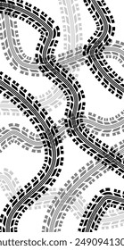 Vertical background with tire wheel marks of cars. Vector illustration