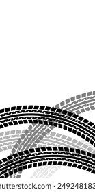 Vertical background with tire wheel marks of cars. Vector illustration