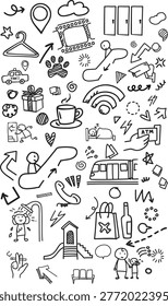 A vertical background with unique service icons including pet care, smoking areas, Wi-Fi hotspots, and coffee shops. Great for modern lifestyle centers and airport lounge decor.