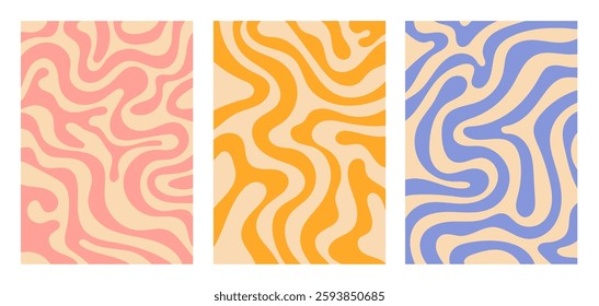 Vertical background with wave trippy shapes set.