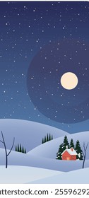 Vertical background winter night  illustration