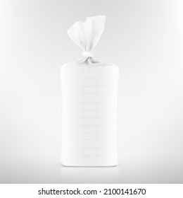 Vertical bag mockup with clip band. Vector illustration ready and simple to use for your design. Mockup will make the presentation look as realistic as possible. EPS10.	