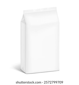 Vertical bag mockup for food. Half side view. High realistic. Vector illustration isolated on white background. Ready for use in presentation, promo, advertising and more. EPS10.