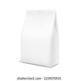 Vertical bag mockup. Vector illustration. High realistic detail. Isometric view. Ready for your design. Suite for the presentation of coffee, food, for pets and etc. EPS10.	