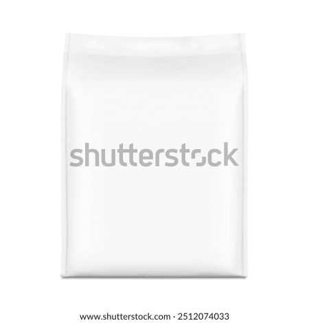 Vertical bag package mockup. Front view. Vector illustration isolated on white background. Easy to use for presentation your product, idea, promo, design. EPS10.	
