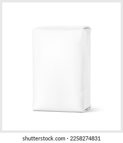 Vertical bag package mockup. Vector illustration isolated on white background. Easy to use for presentation your product, idea, promo, design. EPS10.	